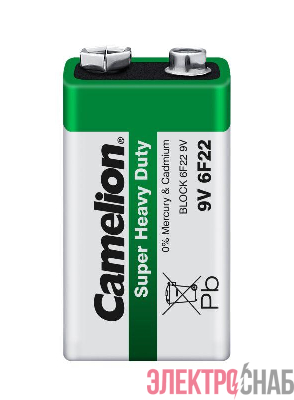 Элемент питания солевой "крона" R6F22 9В 6F22-SP1G SR-1 Camelion 1663