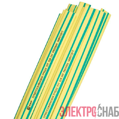 Трубка термоусадочная ТУТ нг 16/8 желт./зел. 1м (уп.50м) PROxima EKF tut-16-yg-1m