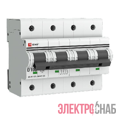 Выключатель автоматический модульный 4п D 100А 15кА ВА 47-125 PROxima EKF mcb47125-4-100D