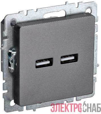 Розетка BRITE USB A+A 3.1А РЮ10-1-БрС механизм сталь IEK BR-U21-D31-K46