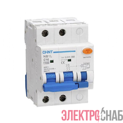 Выключатель автоматический дифференциального тока 2п C 63А 30мА тип AC 6кА NB1L-63 (R) CHINT 198401
