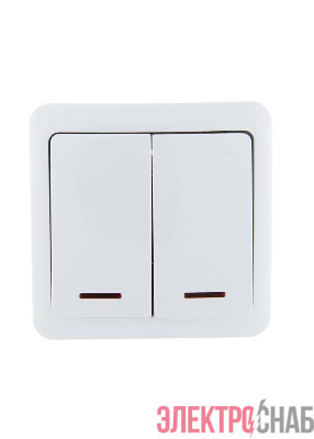 Выключатель 2-кл. 1п ОП Viola 10А IP20 с подсветкой бел. LEZARD 751-0200-112