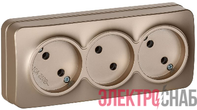 Розетка 3-м ОП GLORY РС23-2-ХШм 10А без заземл. без защ. шторок шампань матов. IEK ERH30-K37M-10