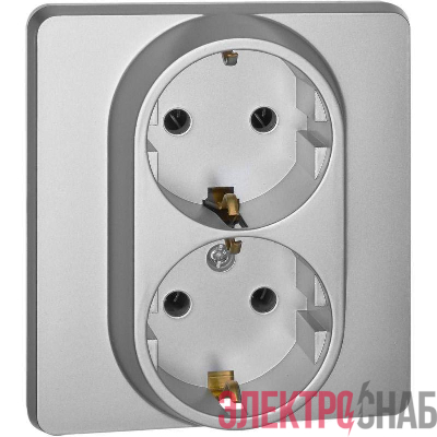 Розетка Inspiria 16А 250В 2х2P+E немецк. стандарт алюм. IEK 673752