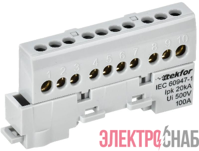 Шина L &quot;фаза&quot; изол. на универс. держ. 6х9-10-Ср TEKFOR IEK TF-NN10-10-KL-K03