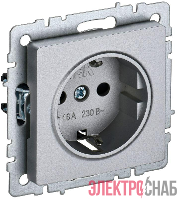 Розетка BRITE РС14-1-0-БрА 16А с заземл. защ. шторки механизм алюм. IEK BR-R14-16-K47