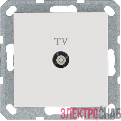 Розетка телевизионная проходная TV Ф9.5мм механизм бел. глянцевый Jasmart G6002W