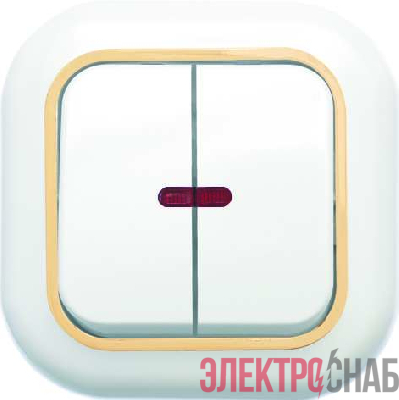 Выключатель 2-кл. СП Валентина 10А IP20 С56-175 с индикацией бел./зол. Кунцево 7650