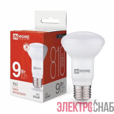 Лампа светодиодная LED-R63-VC 9Вт рефлектор 4000К нейтр. бел. E27 810лм 230В IN HOME 4690612024325