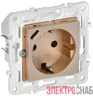 Розетка SKANDY 18Вт 16А с заземл. защ. шторки с USB C SK-R17Sa песочн. IEK SK-R14-16-U14-018-K98