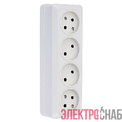 Розетка 4-м ОП Рим 10А IP20 без заземл. бел. EKF ENR10-302-10