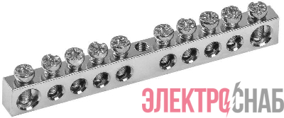 Шина PEN &quot;земля-ноль&quot; 6х9мм 10/1 Ni (10групп/крепеж по центру) IEK YNN10-10-100-N