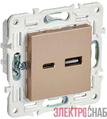 Розетка USB A+C 3.1А SKANDY SK-R14Sa песочн. IEK SK-U22-D31-K98