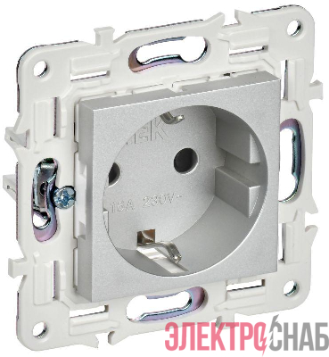 Розетка SKANDY 16А с заземл. защ. шторки SK-R04S серебр. IEK SK-R14-16-K23