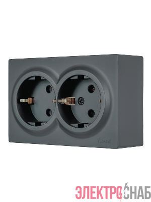 Розетка 2-мест. с заземл. LETO закрытый корпус ПБТ графит LEZARD 752-3400-127B