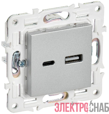 Розетка USB A+C 3.1А SKANDY SK-R14S серебр. IEK SK-U22-D31-K23