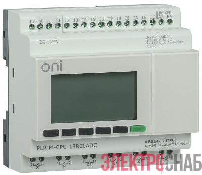 Контроллер программируемый логический (микро ПЛК) PLR-M. CPU DI12/DO06(R) 24В DC ONI PLR-M-CPU-18R00ADC