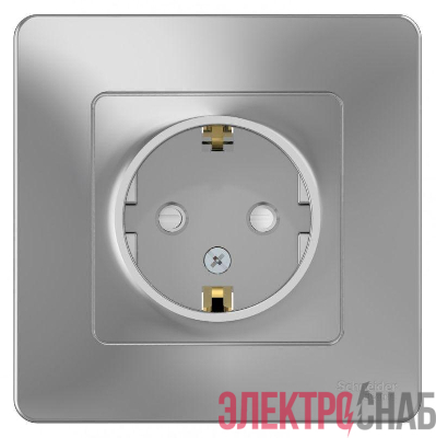 Розетка 1-м СП Blanca 16А IP20 250В с заземл. защ. шторки алюм. SE BLNRS001113