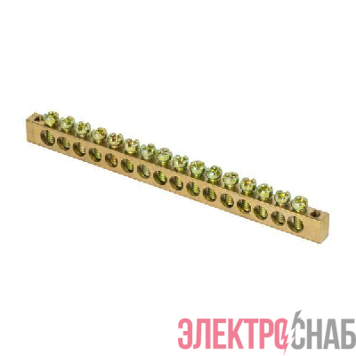 Шина PEN "ноль-земля" 6х9 16 отвер. латунь крепеж по краям PROxima EKF sn0-63-16-k