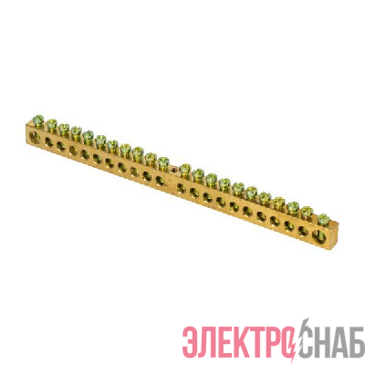 Шина PEN &quot;ноль-земля&quot; 8х12 22 отвер. латунь крепеж по центру PROxima EKF sn0-125-22-c