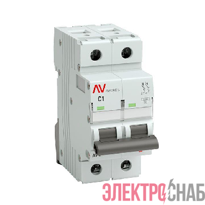 Выключатель автоматический модульный 2п C 1А 6кА AV-6 AVERES EKF mcb6-2-01C-av