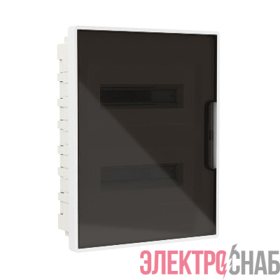 Щиток встраиваемый Фрейм (FRAME) ЩРв-п-24 24мод с тонированной дверцей с 4 шинами PEN (2шт на 8 отверст. и 2шт на 6 отверст.) бел. DKC F24B1WD