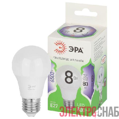 Лампа светодиодная GREEN LINE A60-8W-865-E27 GL 8Вт груша 6500К свет холод. E27 Эра Б0067142