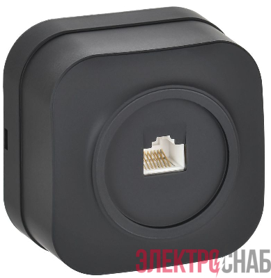 Розетка компьютерная ОП RJ45 кат.5E GLORY РК10-ХЧм черн. матов. IEK EKH10-K02M