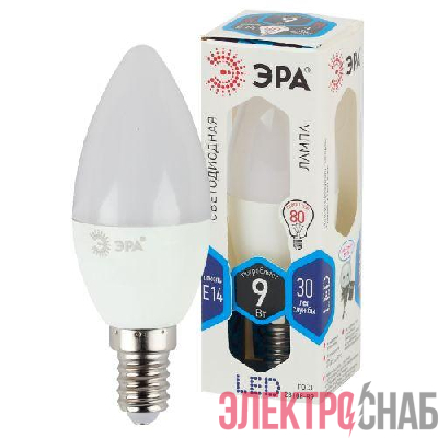 Лампа светодиодная B35-9w-840-E14 свеча 720лм Эра Б0027970