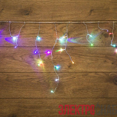 Гирлянда светодиодная "Айсикл" (бахрома) 1.8х0.5м 48LED RGB 4.1Вт 230В IP20 провод прозр. Neon-Night 255-009