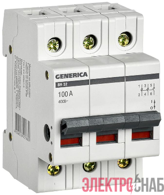 Выключатель нагрузки (мини-рубильник) 3п 100А ВН-32 GENERICA MNV15-3-100