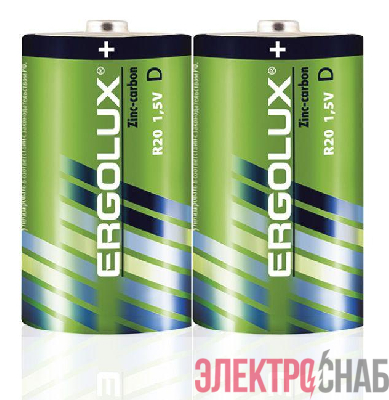 Элемент питания солевой D/R20 1.5В SR2 (уп.2шт) Ergolux 12442