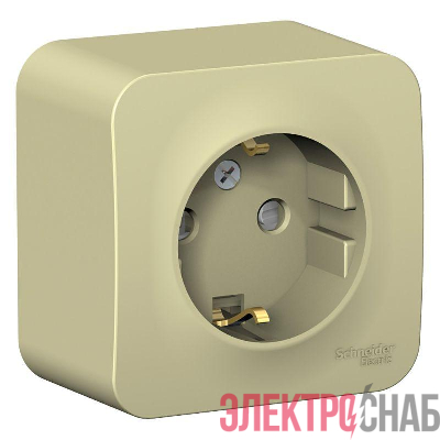 Розетка 1-м ОП Blanca 16А IP20 250В с заземл. защ. шторки с изолир. пластиной беж. SE BLNRA011117
