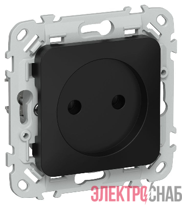 Розетка СП FLITE РС01-1-ФлЧ 10А без заземл. без защ. шторок безвинтовое крепление механизм черн. IEK FI-R10-10-1-K02