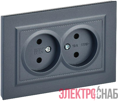 Розетка 2-м СП BRITE РС12-2-БрМ 10А в сборе без заземл. без защ. шторок маренго IEK BR-R20-10-K35-F