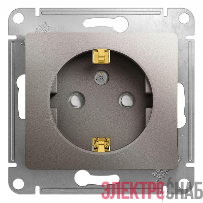 Розетка 1-м СП Glossa 16А IP20 250В с заземл. защ. шторки механизм платина SE GSL001245