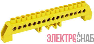 Шина PE &quot;земля&quot; в комб. DIN-изол. &quot;Стойка&quot; ШНИ-8х12-16-КС-Ж IEK YNN10-812-16DP-K05