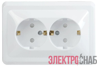 Розетка 2-м СП Вега РСш12-3-ВБ с заземл. контактом и защ. штор 16А бел. GENERICA ERV24-K01-16-DM