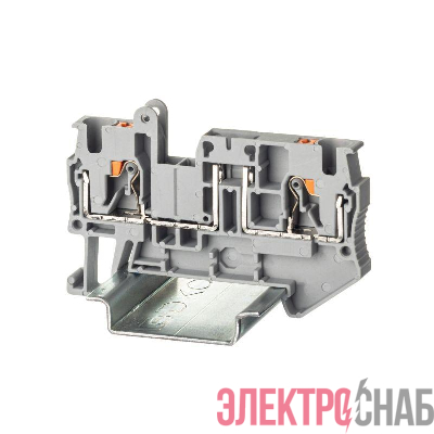 Клемма с размыкателем зажим push-in 2 точки подключения 4кв.мм сер. DKC VPR-4-TG