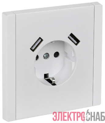 Розетка FORTE&PIANO 16А USB A+A 3.1А FP245 с заземл. защ.шторки винт. крепл. бел. IEK FP-R14-16-U21-D31-K01