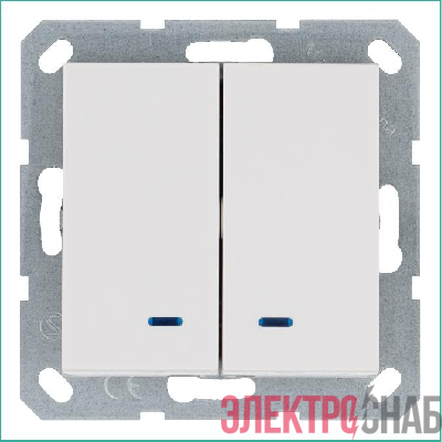 Выключатель 2-кл. 10А IP20 с подсветкой механизм бел. глянцевый Jasmart G3023NW