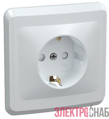 Розетка 1-м СП Вега РСш10-3-ВБ с заземл. контактом и защ. штор 16А бел. GENERICA ERV14-K01-16-DM