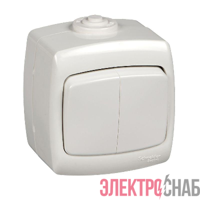 Выключатель 2-кл. ОП Рондо 10А IP44 250В бел. SchE VA510-228B-BI