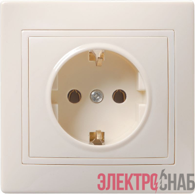 Розетка 1-м СП Кварта РС10-3-Км 16А IP20 с заземл. без защ. шторок керамика крем. GENERICA ERK11-K33-16-K