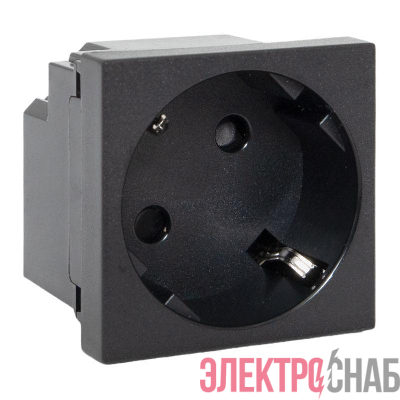Розетка 45х45 45град. с заземл. быстрозажимные клеммы черн. матов. EKF E2MR16-028-30-45-SL