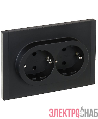 Розетка 2-м СП FORTE&PIANO FP123 16А с заземл. защ. шторки безвинт. крепл. черн. IEK FP-R24-16-1-K02