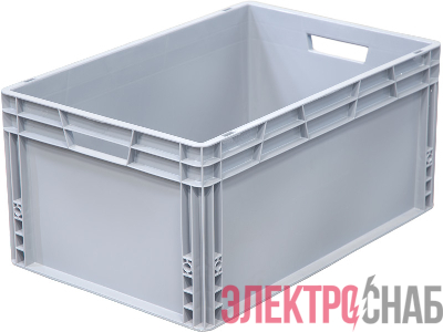 Ящик п/э 600х400х280 сплошной, усиленное дно, цв. серый SPK 6028 SPK 6028