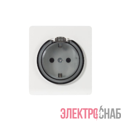 Розетка 1-м СП ROUND MIELE 16А с заземл. защ. шторки и крышкой перламутр Kranz KR-78-0702-1