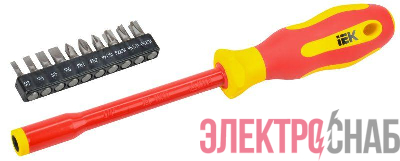 Отвертка диэлектрическая с набором бит Т2 11шт ARMA2L 5 IEK A2L5-SC30-T2-N1-11