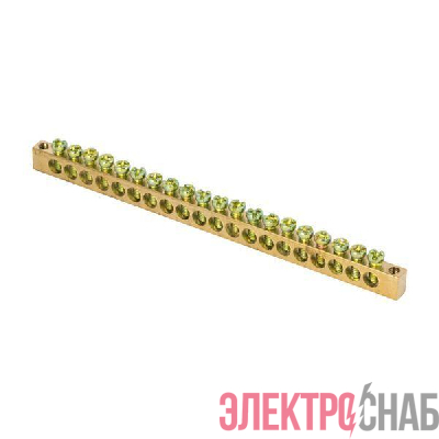 Шина PEN "ноль-земля" 6х9 20 отвер. латунь крепеж по краям PROxima EKF sn0-63-20-k